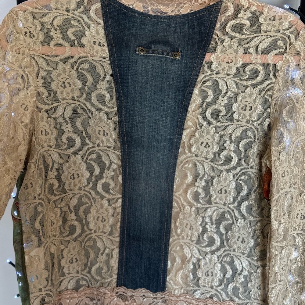 Cache Chic Denim And Lace Jacket - image 3